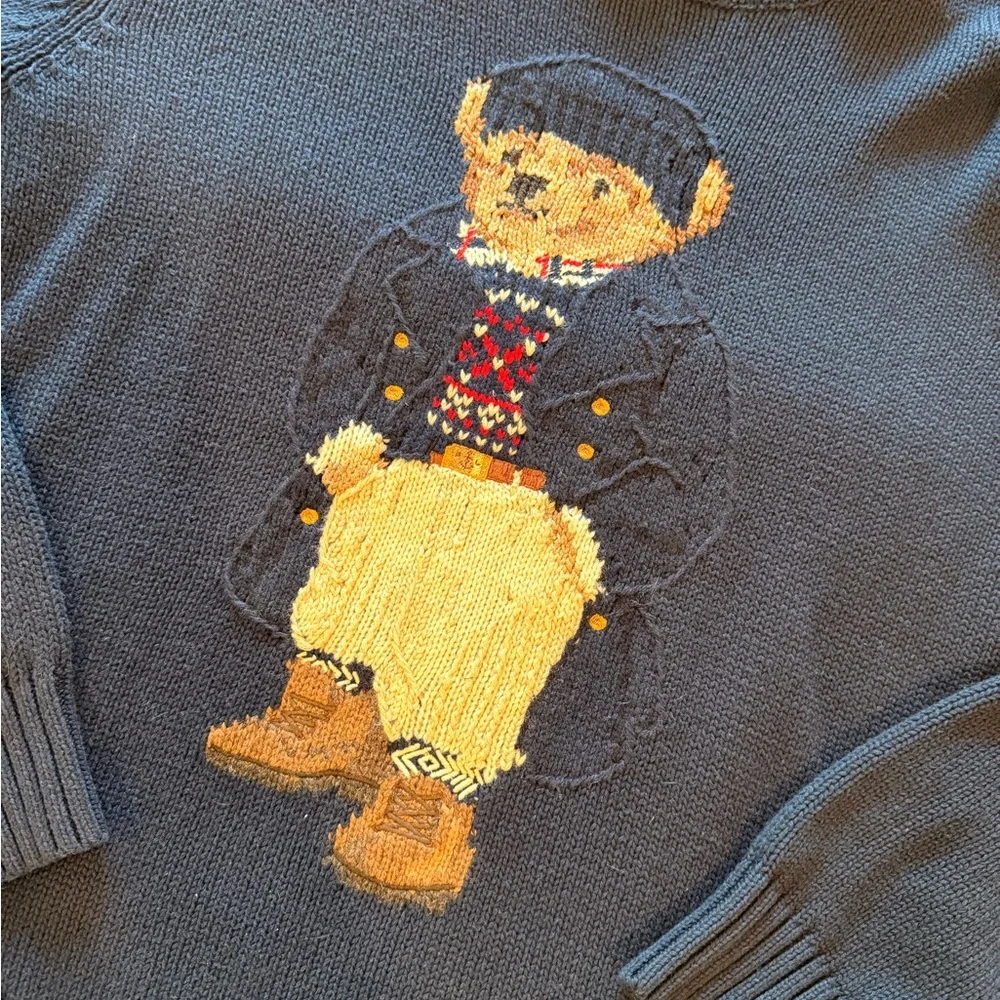 Polo by Ralph Lauren Navy Bear Intarsia Crewneck Sweater - never worn - Picture 2 of 5